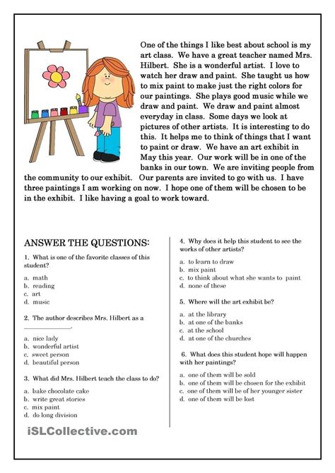 The first step to successful reading comprehension is to carefully read all parts of the material. . Reading comprehension for grade 4 with multiple choice questions online